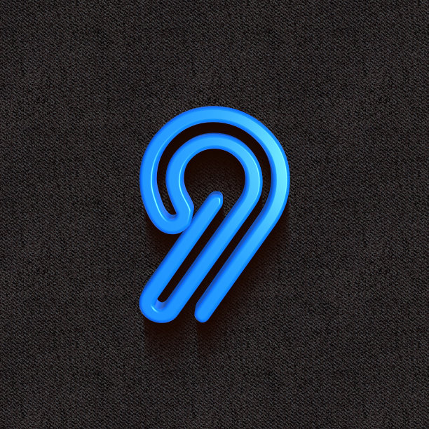 3d字母，一组蓝色数字在黑暗的背景，9,3d渲染图片下载