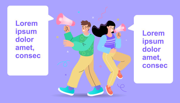 手机，屏幕上有个女人拿着扩音器。社交媒体或网络推广。网红营销理念——博主在网上为他的粉丝推广服务和商品。平面向量插图。图片下载