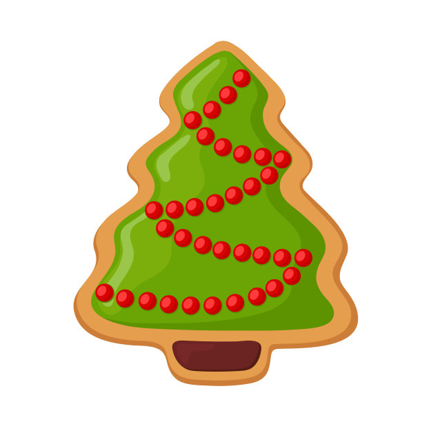 圣诞树形状的饼干孤立在白色上图片下载