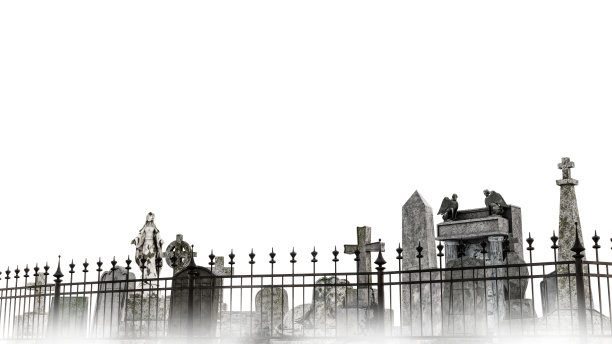 白色背景下的旧墓地图片下载