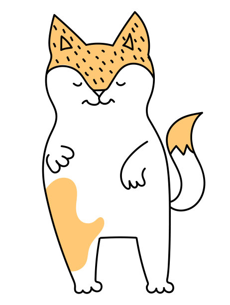 程式化可爱的狐狸在线，孤立在一个白色的背景图片下载