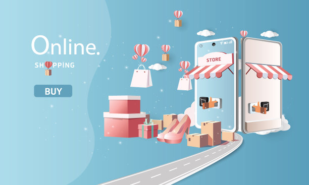 在线派送服务家庭办公仓库，手机上的卡通纸画。矢量插图在线购物图片下载