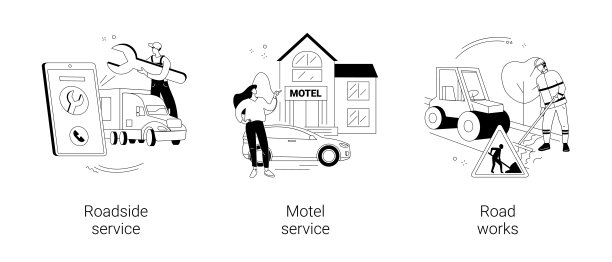 道路服务抽象概念矢量插图。图片下载