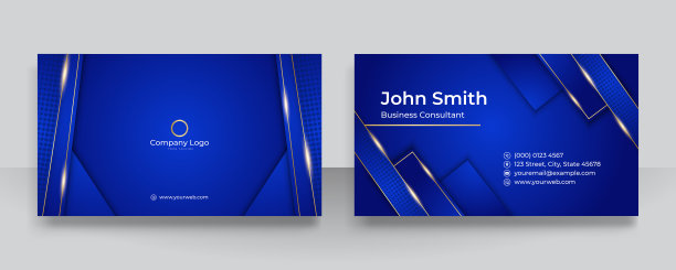 现代蓝色和金色的名片设计图片下载