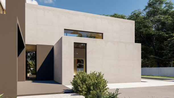 现代立方房子的侧面视图图片下载