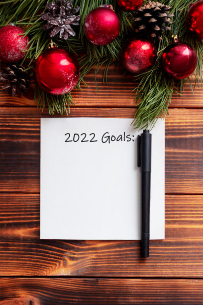一张写着2022年目标的白纸。圣诞装饰品图片下载