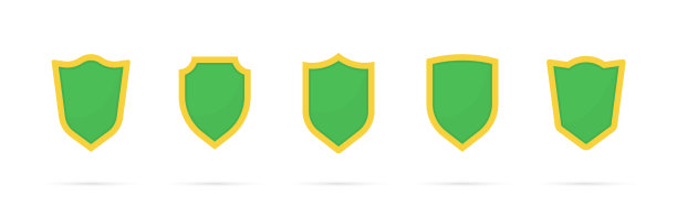 白色背景上的盾牌图标集合。安全绿色标签。安全和保护标识。隐私的旗帜。安全标签。向量图片下载
