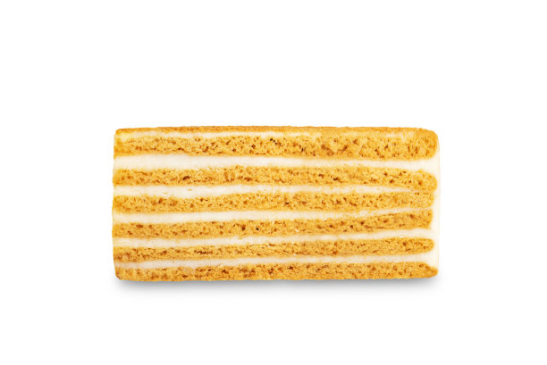 蜂蜜蛋糕与奶油芝士填充在白色孤立的背景图片下载