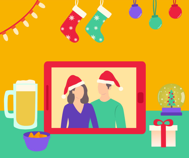 用在线视频聊天来庆祝新年图片下载