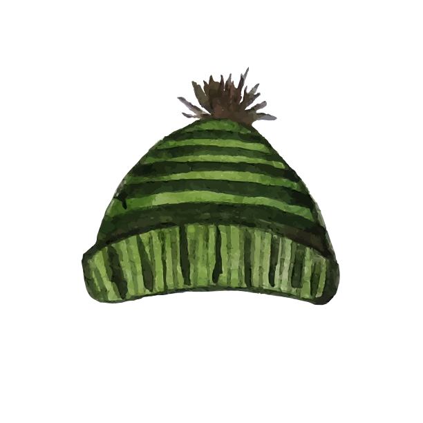针织帽绿色水彩冬季accessuart季节具体股票矢量插图图片下载
