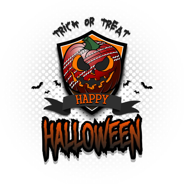 万圣节快乐。标志板球球为南瓜图片下载