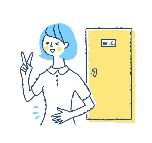 一个从厕所里出来的女人，脸上带着清新的表情图片下载