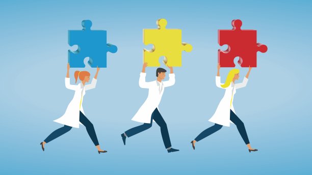 带着解决方案或团队工作。矢量插图。图片下载