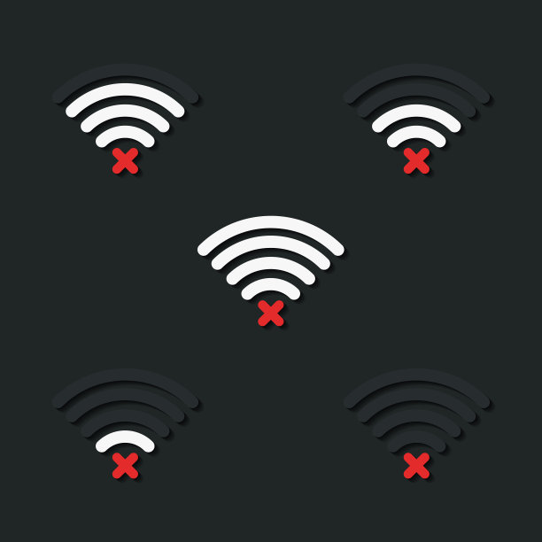 无WiFi标志。带叉号的WiFi状态图标，无网络信号图片下载