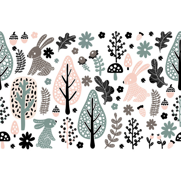 斯堪的纳维亚森林里可爱的兔子。图片下载