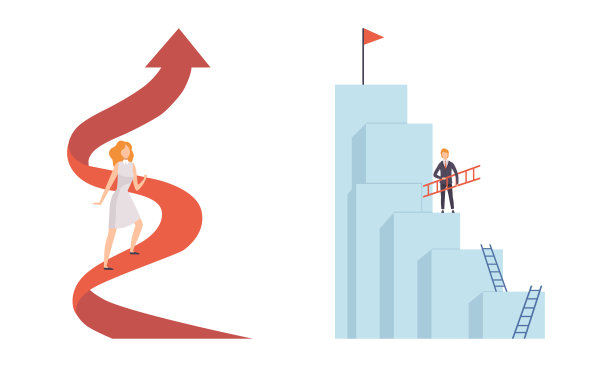 从事商业目标实现的青年男女目标向量集图片下载