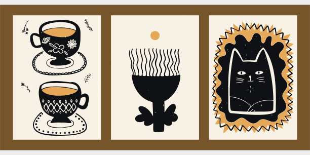 时尚的彩色矢量插图社交网络，网页设计在复古波西米亚风格。图片下载