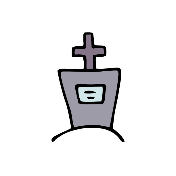 向量涂鸦坟墓。墓碑，十字架在墓上图片下载