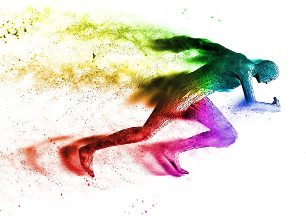 从侧面为跑步者进行3D渲染的图像效果图片下载