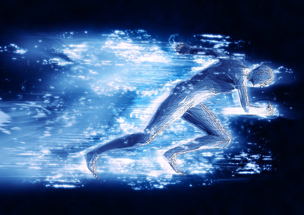 从侧面为跑步者进行3D渲染的图像效果图片下载