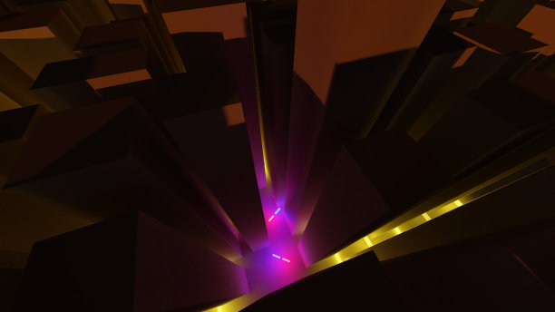 3D块形状，霓虹灯，摩天大楼模式图片下载