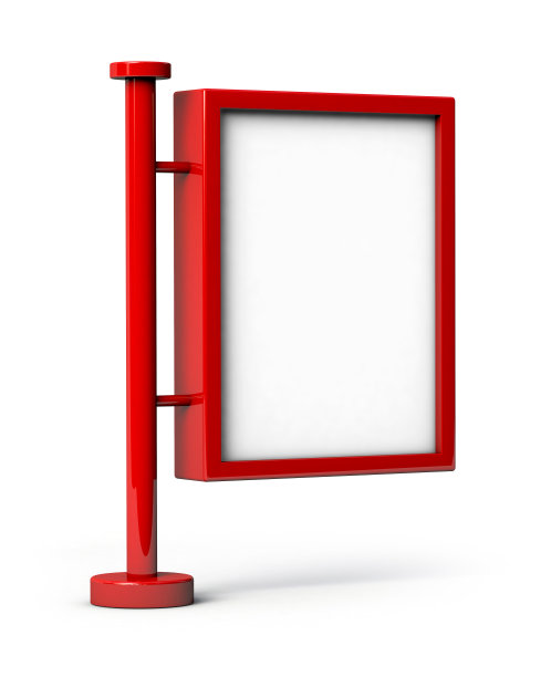 红色招牌与空白白色招牌模拟隔离在白色上。3 d演示。图片下载