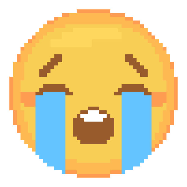 像素艺术哭泣的表情符号图标。图片下载