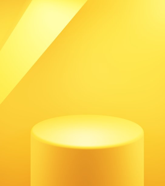 三维渲染的空黄色讲台抽象最小的背景。广告设计场景，化妆品广告，展示，科技，食品，旗帜，奶油，儿童，时尚，奢侈品。插图。产品显示图片下载