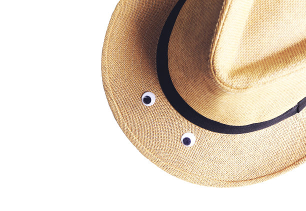 玩具上可爱的塑料眼睛，草帽上的眼睛。图片下载