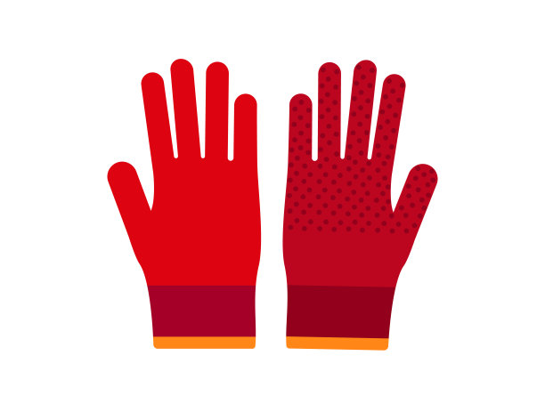 一双红色园艺手套的插图。孤立在白色图片下载