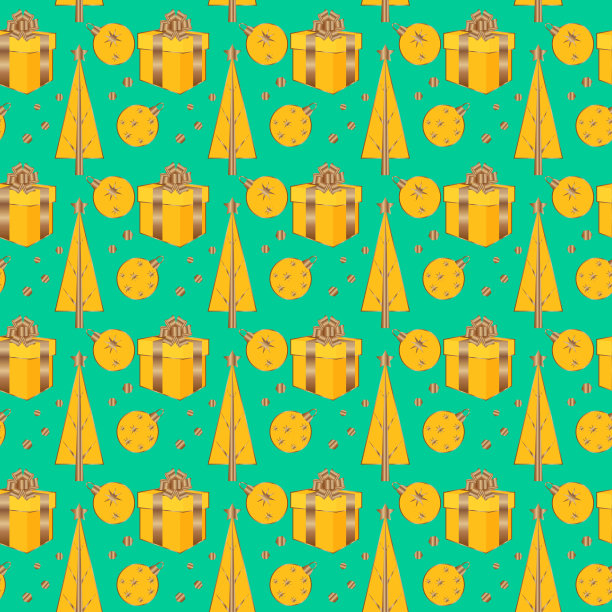 礼品盒圣诞树冬季图案绿色图片下载