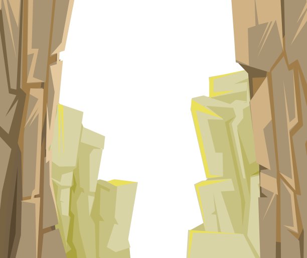 山峡谷。框架组成。石嶙峋的景观。孤立在白色背景上。高耸的山峰和悬崖。说明向量图片下载