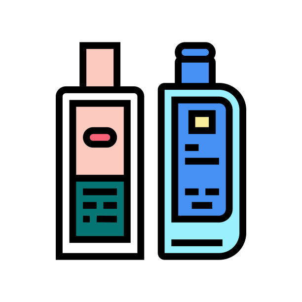 面部爽肤水和乳液颜色图标矢量插图图片下载