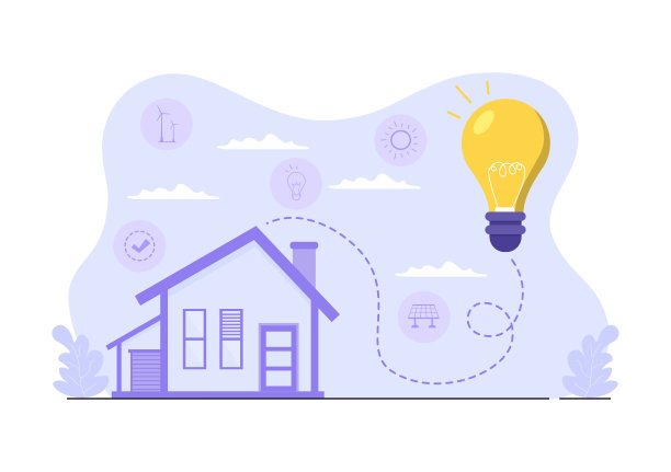 生态可持续能源供应背景矢量平面插图发电厂站建筑与太阳能电池板，天然气，地热，可再生，水和风力涡轮机图片下载