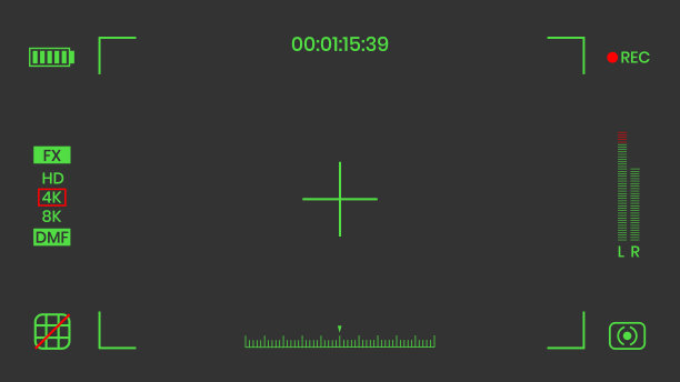 相机取景器夜视视频或照片框记录器平面风格设计矢量插图。图片下载