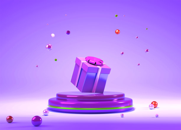在领奖台上，品牌宣讲品牌的送礼理念和奖励、送礼场合、特殊日子、促销活动。3 d渲染。图片下载
