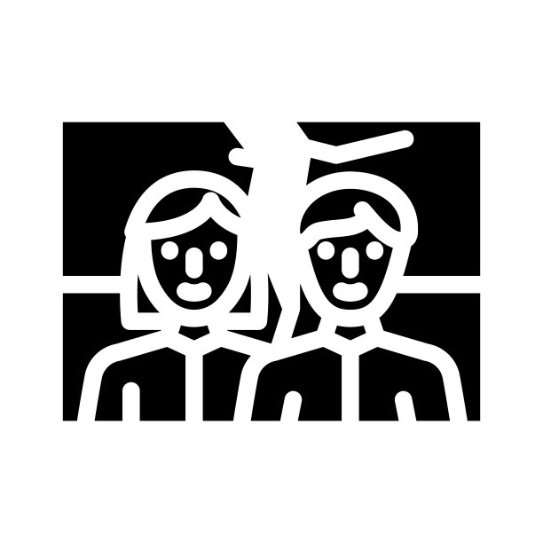 撕裂的照片离婚字形图标矢量插图图片下载