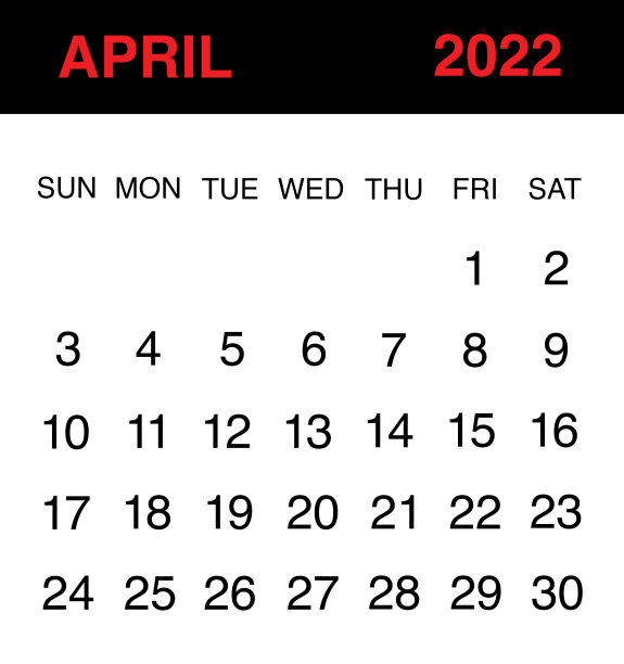 2022年4月日历图片下载