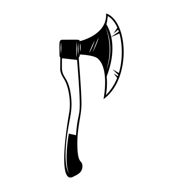 伐木斧的插图在复古的单色风格。设计元素的标签，标志，徽章，海报。矢量图图片下载