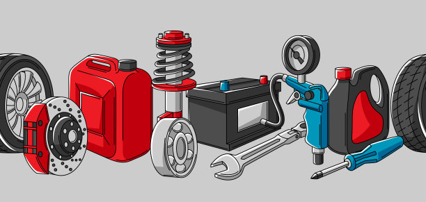 汽车服务无缝模式。汽车中心维修背景广告与运输项目。图片下载