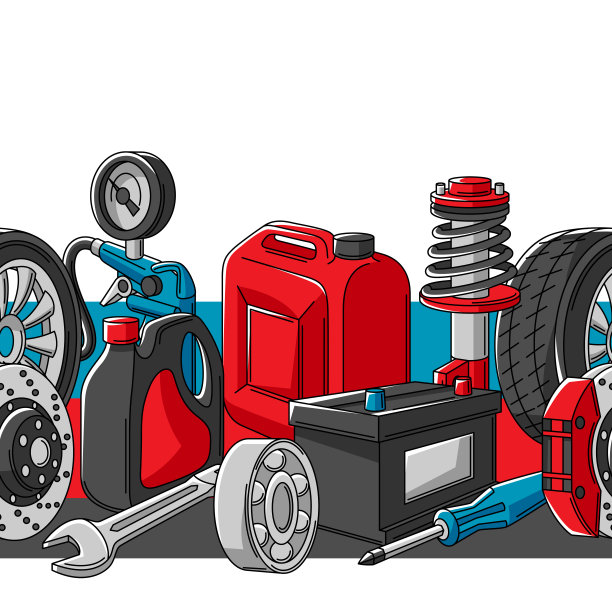 汽车服务无缝模式。汽车中心维修背景广告与运输项目。图片下载