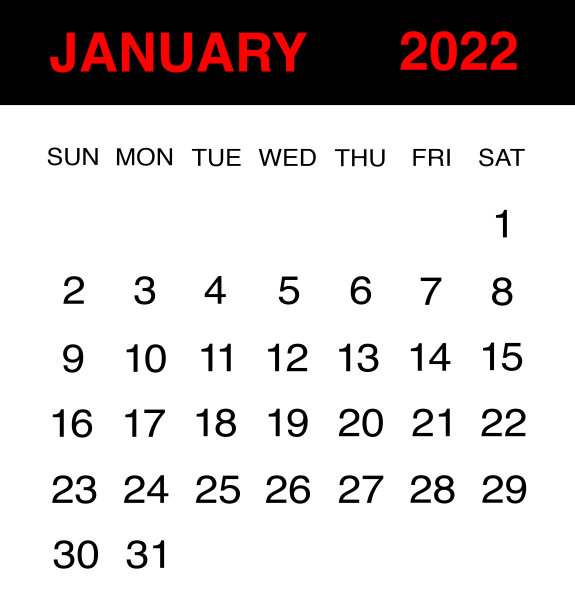 2022年1月日历图片下载