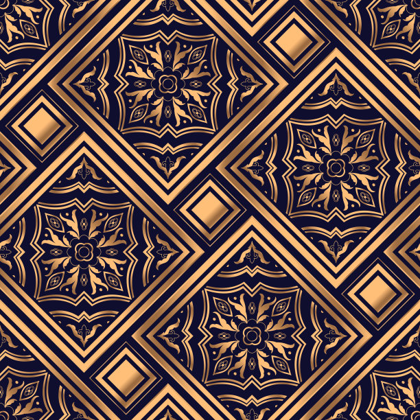 金色阿拉伯式皇家图案无缝矢量。阿拉伯瓷砖奢华背景图片下载