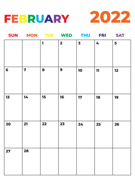 极简主义彩虹月度规划师2022年2月图片下载