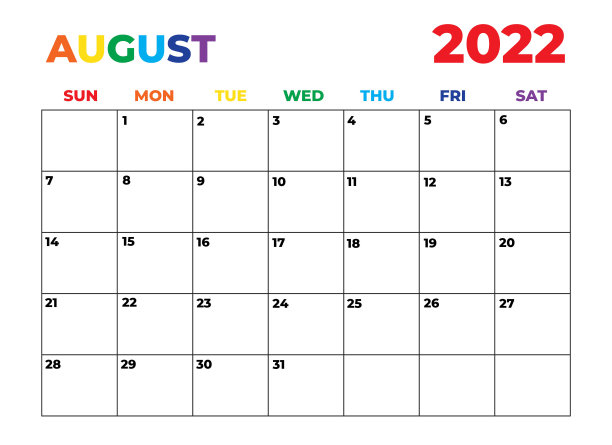 极简主义彩虹月度规划师2022年8月图片下载