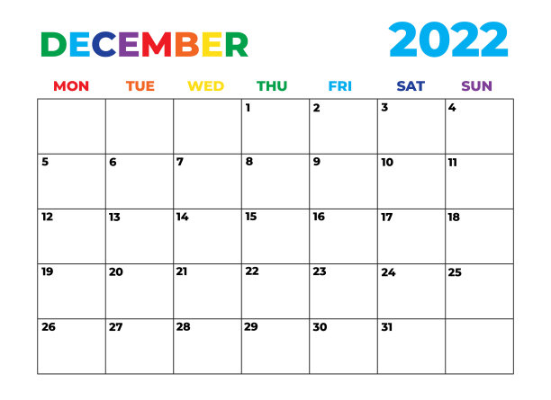 极简主义彩虹月度规划师2022年12月图片下载