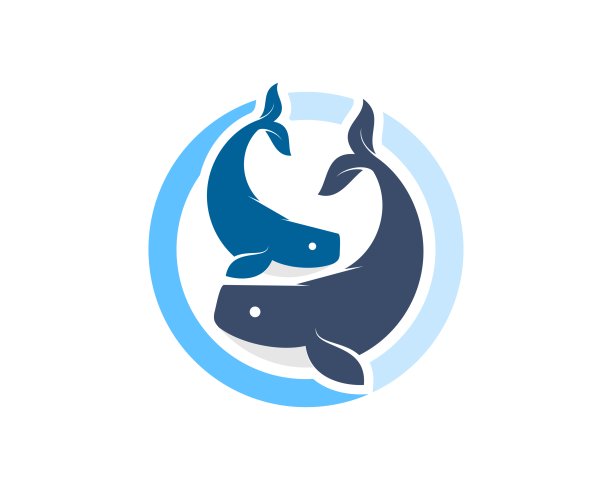 圆圈形状，里面有两只跳鲸图片下载