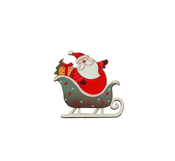 木制圣诞装饰以圣诞老人的形式孤立在白色的背景上。图片下载