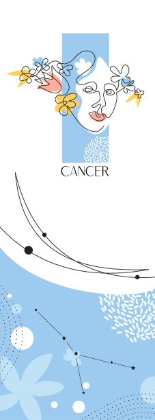 星座的背景。癌症星座。一行。简约的图形图片下载