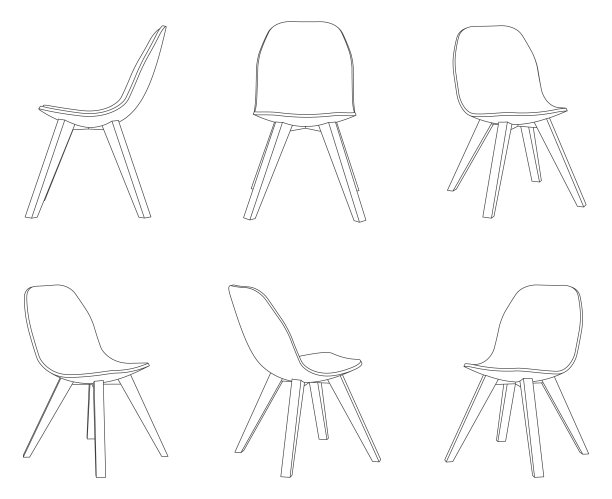 向量现代椅不同的观点图片下载